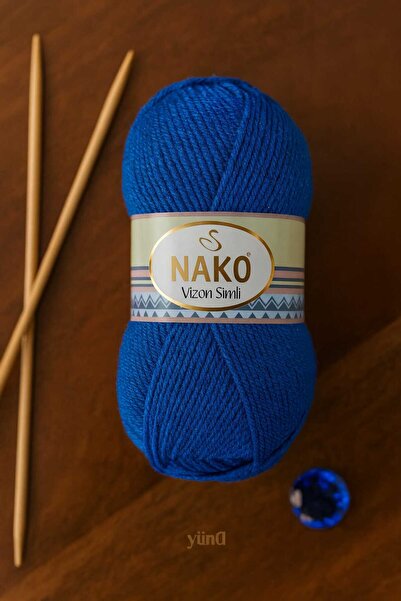 NAKO Vizon Simli Kışlık Kazak Atkı Bere Orta Kalınlıkta Örgü İpi 3265P Parlam...