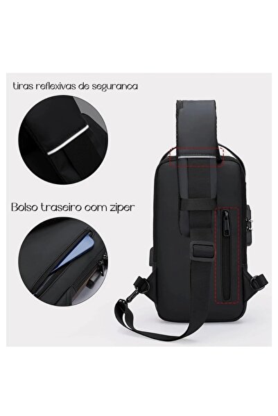 Generic Crossbody Anti-Theft Waterproof Backpack, Daily Chest Bag with USB Charger, Suitable for iPad 9.7 In
