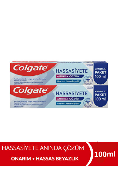 Colgate HASSASİYETE ANINDA ÇÖZÜM, ONARIM+HASSAS BEYAZLIK AVANTAJLI PAKET 100ML (2 ADET)