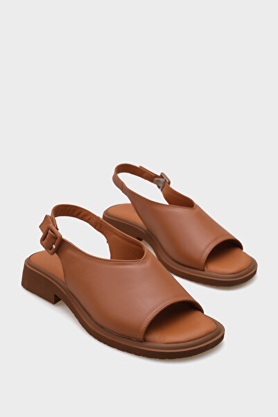 Capone Outfitters Cora Genuine Leather Short Heeled Comfort Single Strap Women's Sandals