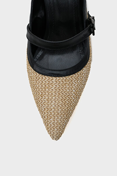 Capone Outfitters Dámské pantofle Nena z pravé kůže se špičatou špičkou ze slámy s uzavřenou špičkou