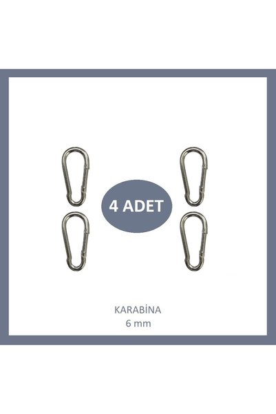 Adilon Galvanizli Karabina, 6 mm, Askı, Çengel, Kanca, Anahtarlık (4 Adet)