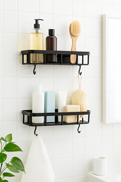 Silicorner Yapışkanlı Mutfak Rafı Baharatlık Rafı, 2'li Raf, Tezgah Altı Düzenleyici Raf