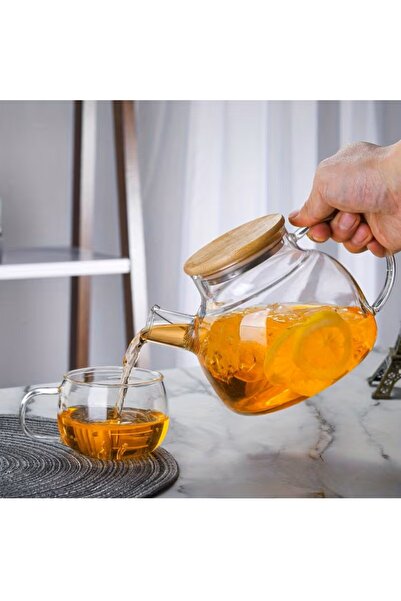 Yenigeldi Heat Resistant 1000 ml Glass Teapot with Strainer for Herbal Teas, Borosilicate, Jug