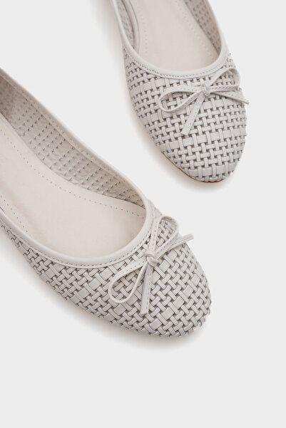 Capone Outfitters Ava Genuine Leather Straw Printed Women's Ballerinas