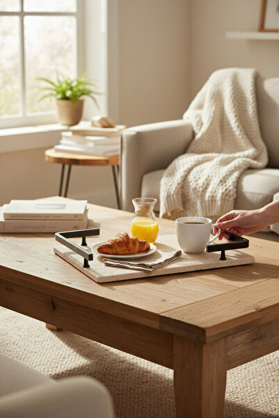 Akayev Travertine Black L Design 30X20 cm Tray