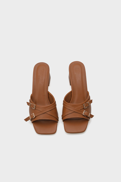 Capone Outfitters Neda Medium Heeled Double Buckle Women's Slippers