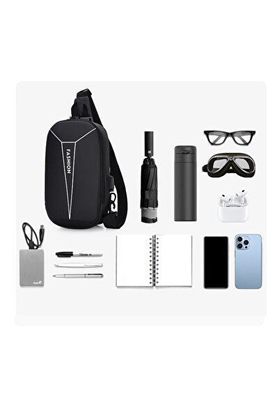 Generic Crossbody Anti-Theft Waterproof Backpack, Daily Chest Bag with USB Charger, Suitable for iPad 9.7 In