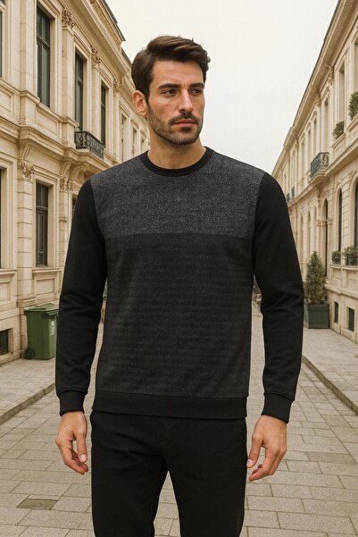 Masimar Ανδρικό φούτερ με μακρυμάνικο λαιμόκοψη Jacquard