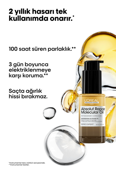 L'oreal Professionnel Serie Expert Absolut Repair Molecular Çift Fazlı Profesyonel Saç Bakım Yağı 30 ml