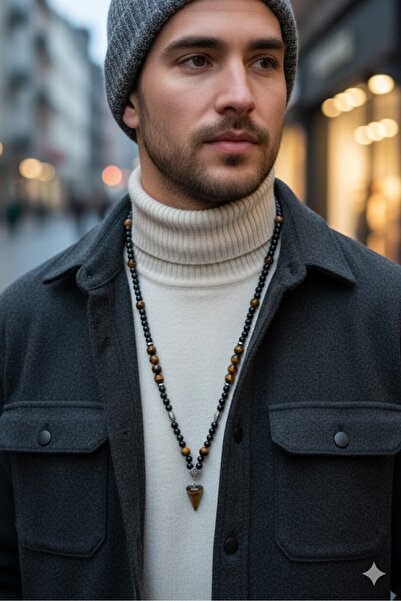 magıcgrange Kaplan Gözü Doğal Taş Erkek Kolye – Oğlak, Aslan, Ikizler Burcu –...