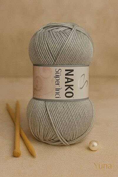 NAKO Süper İnci %25 Yün El Örgü İpi 11538 Gri