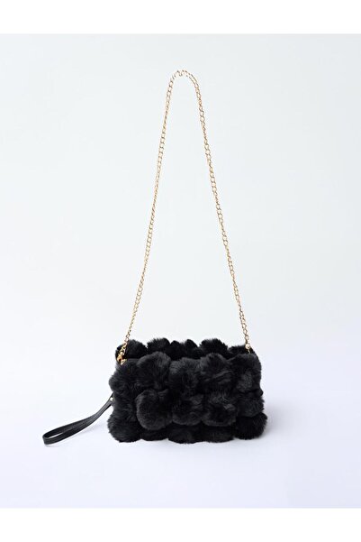 Jimmy Key Plush Shoulder Bag with Black Metal Chain