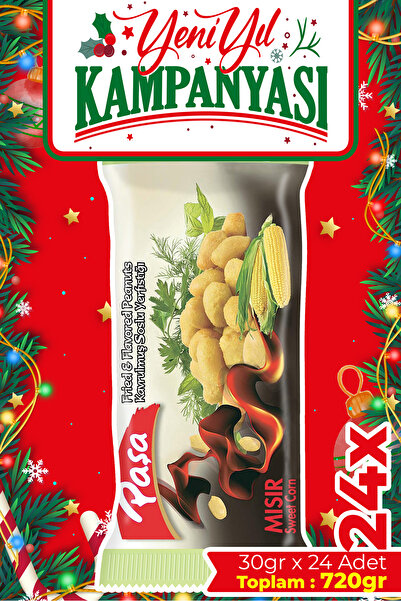 Paşa Kuruyemiş Kavrulmuş Mısır Soslu Yer Fıstığı 30 gr X 24 Adet (720 GR)