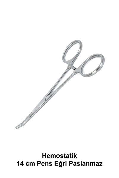ATEL-SAN Hemostatik 14 cm Pens Eğri Paslanmaz