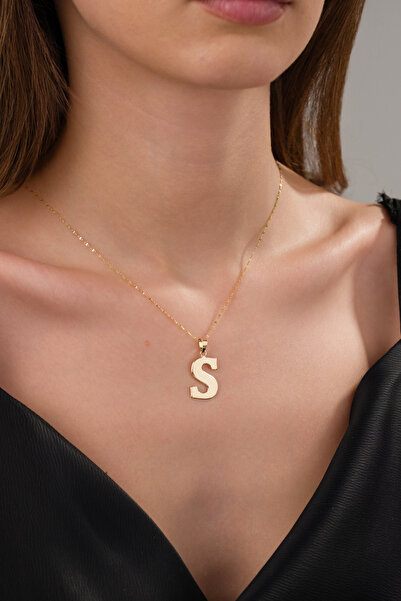 Zeynepli gold & jewelry 14 Ayar Altın Press Füzyon S Harfli Kolye