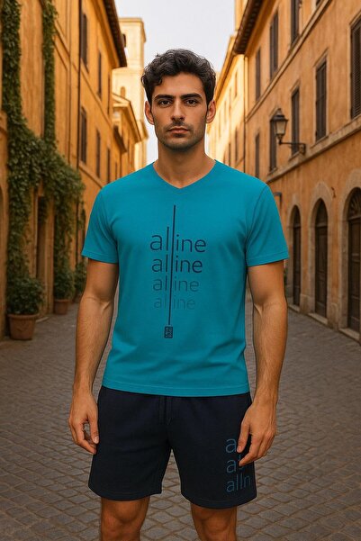 Masimar Ανδρικό σετ μπλουζάκι με με τύπωμα κλωστές B με λαιμόκοψη σε σχήμα V