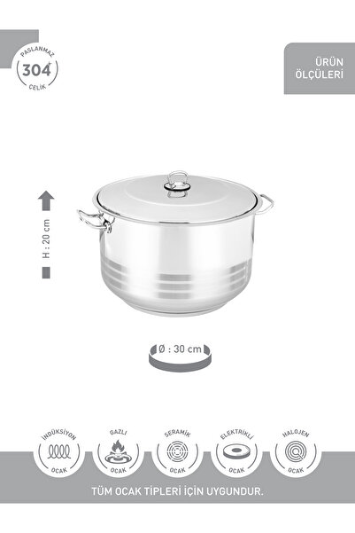 Hascevher Gastro 30x20 cm Steel Pot with Lid and Handle Detail