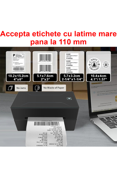 OptimStar Thermal label and AWB printer, 110 mm paper, 203 DPI, 150 mm/s, Bluetooth, USB, Black