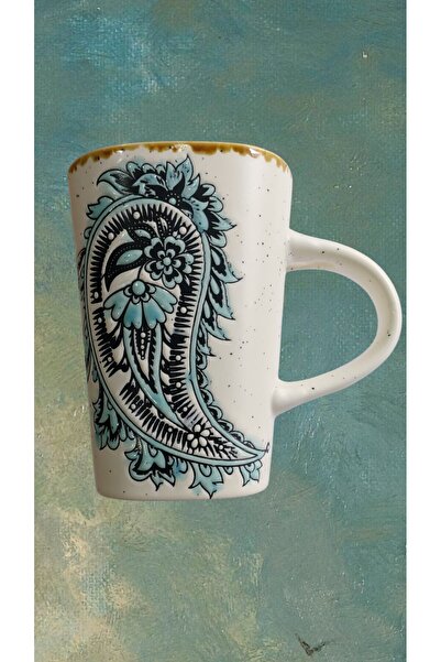 Home Valmora Embossed Pattern Ceramic Mug with Spoon 280 ml
