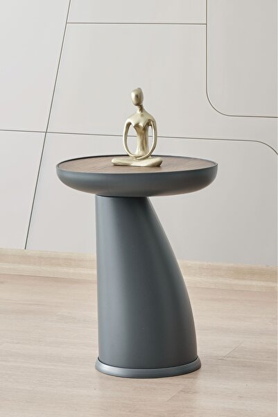 ALTINAKS MOBİLYA Elips Sehpa,Tekli Sehpa,Yan Sehpa,Zigon Sehpa - Antrasit & B...