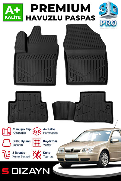 S Dizayn S-Dizayn VW Bora 3D Pro Havuzlu Paspas 1999-2006 A+ Kalite 3DS-SDZ247