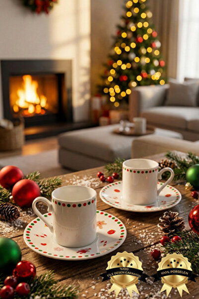 Heda Porselen Kurabiye Adam 2 Kişilik Porselen Kahve Fincan Takımı