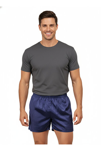 Oppland Men's Satin Fabric Shorts Solid Color Elastic Waistband No Pockets Relaxed Fit Lightweight Fabric