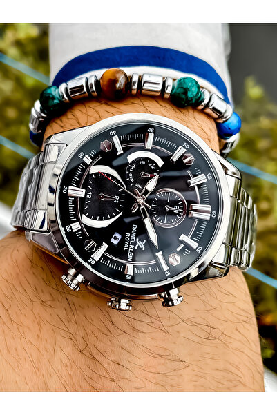 Daniel Klein جميع وظائف ساعة اليد الرجالية ذات الحبل الفولاذي النشط مع هدية سوار