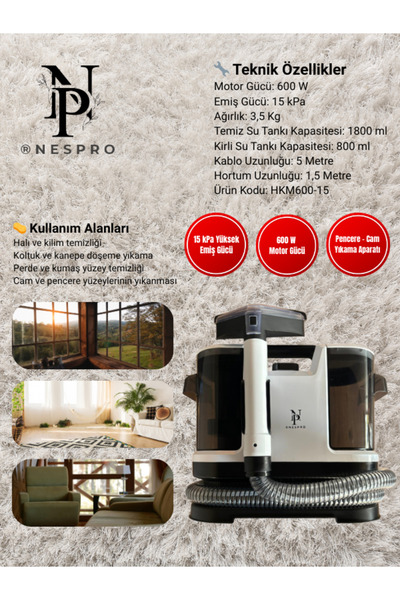Nespro HKM600-15 Halı ve Koltuk Yıkama Makinesi