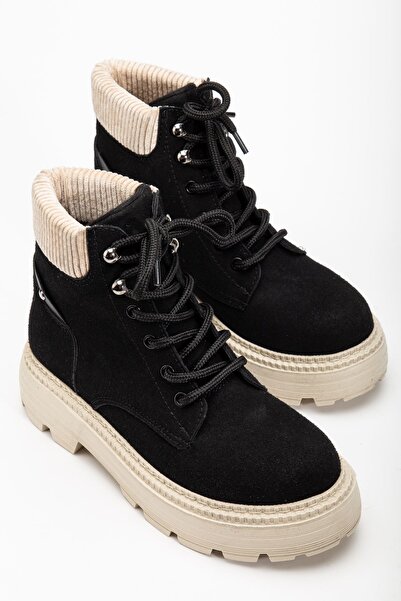 Hayalimdeki Ayakkabı Kadın Siyah Cat Bağcık Detaylı Bot
