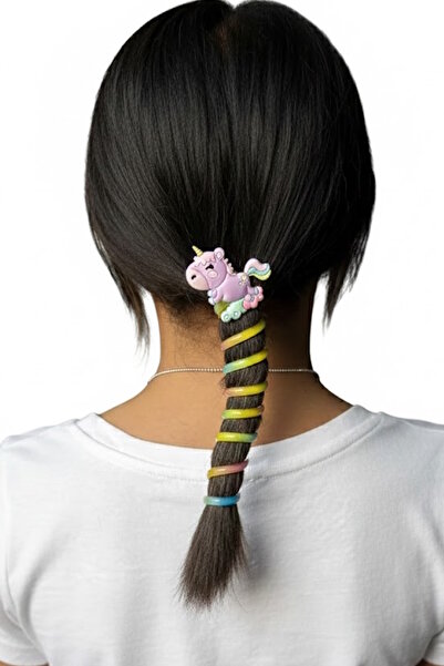 CAŞ DEKORASYON Purple Color Unicorn Figured Spring Spiral Buckle