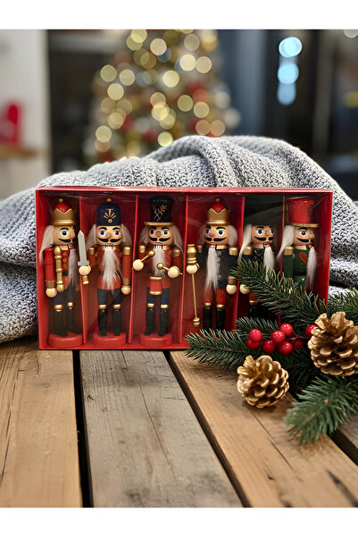 Parti Adresi Yılbaşı Ağacı Süsleri Fındıkkıran Kurşun Asker Ağaç Süsü Seti 6'lı 12 cm