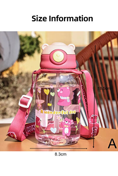 Choice 650ml pink 1PC Kids Water Sippy Cup Kids Water Bottle with Straw and Handle Portable Drinking Bottle