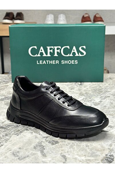 Caffcas Γνήσιο δέρμα Μαύρα Χειροποίητα Αθλητικά Ανδρικά Παπούτσια 1255-61