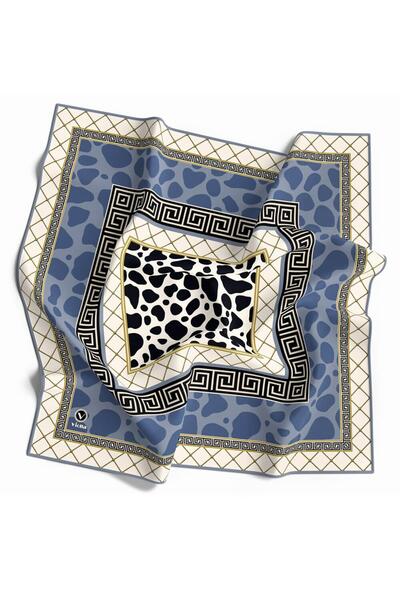 VİOLLA Twill Taş Desenli Bebe Mavisi Renkli 90x90 Eşarp (İpek İçermez) Kenar ...