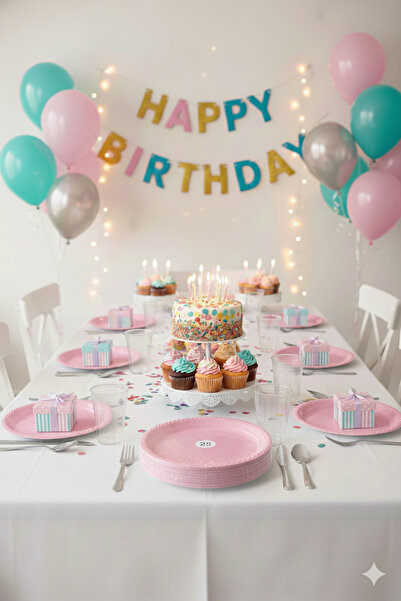 Deniz Party Store Pembe Plastik Kullan At Tabak 25 Adet 22 Cm