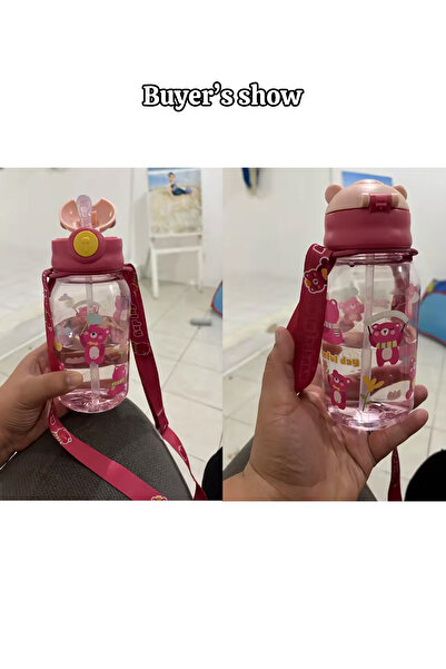 Choice 650ml pink 1PC Kids Water Sippy Cup Kids Water Bottle with Straw and Handle Portable Drinking Bottle