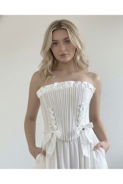 SARA Clothessy Ekru Victorian fransız korse büstiyer