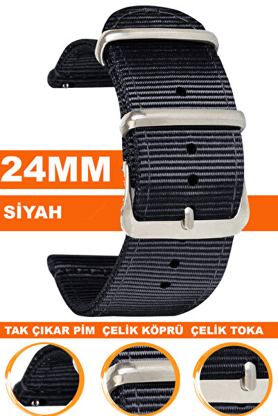 COBRA 24mm Fossil-Welder-Casio-Seiko-Omega-Armani Saat Uyumlu Nato Tekstil Ku...