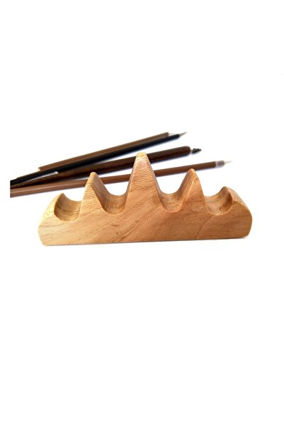 Sanathobi وسادة قلم خشبية بخمسة أصابع - حامل قلم وفرشاة بأربعة فتحات