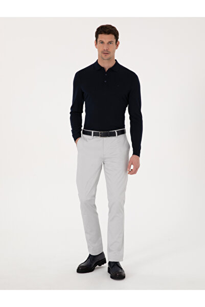 Cacharel Açık Gri Slim Fit Pamuk Karışımlı Kanvas Pantolon 50298899-VR001