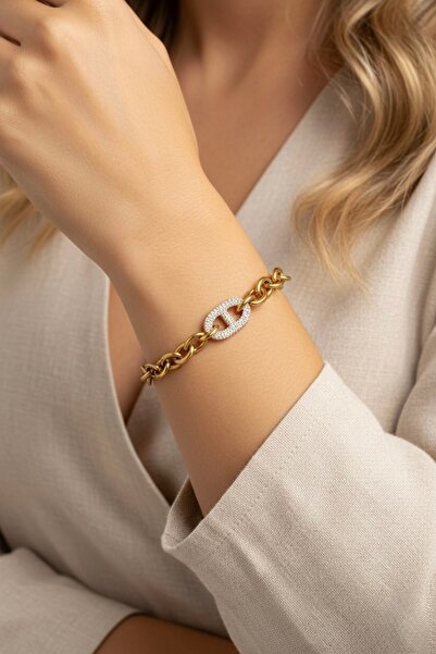 İNN JEWELLERY سوار نسائي من الفولاذ بتصميم خاص باللون الذهبي لا يبهت (ضمان المورد لمدة عامين)