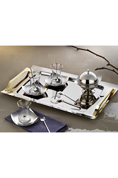 Arsel Premium Nova Gold Kulp Sade 40 Parça Çay Seti 304 Kalite