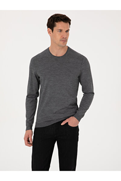 Cacharel Füme Slim Fit Yün Karışımlı Bisiklet Yaka Basic Triko Kazak 50318854-VR058