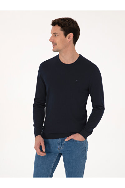Cacharel Navy Blue Slim Fit Wool Blend Crew Neck Basic Knitwear Sweater 50318...