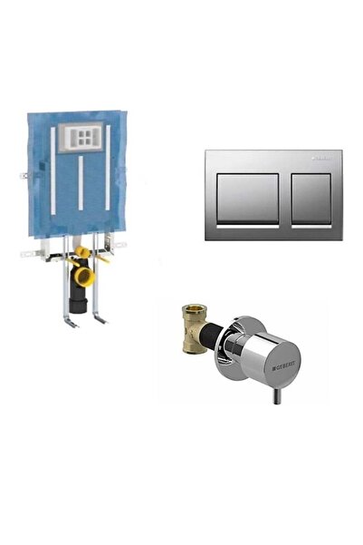 Geberit Alpha Kombifix Duvariçi Gömme Rezervuar Seti 8cm 110.174.00.1-MSET KARE PARLAK KROM