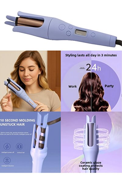 havzoria Curlylife Otomatik Döner Başlıklı Saç Bigudisi Saç Maşası -3 Başlıkl...