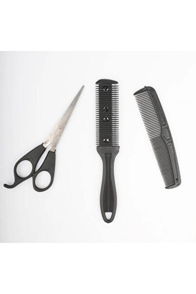 begün Jiletli Tarak Seti...3'lü Set...Saç Kesme Makası+Çift Jiletli Tarak+Tar...