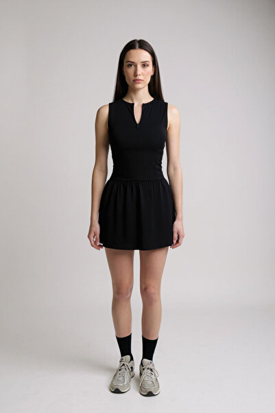 Nuve Wear Kadın Padel Tenis Elbisesi – Fermuarlı, Cepli, Şortlu, Esnek Kumaş, Spor Mini Dress